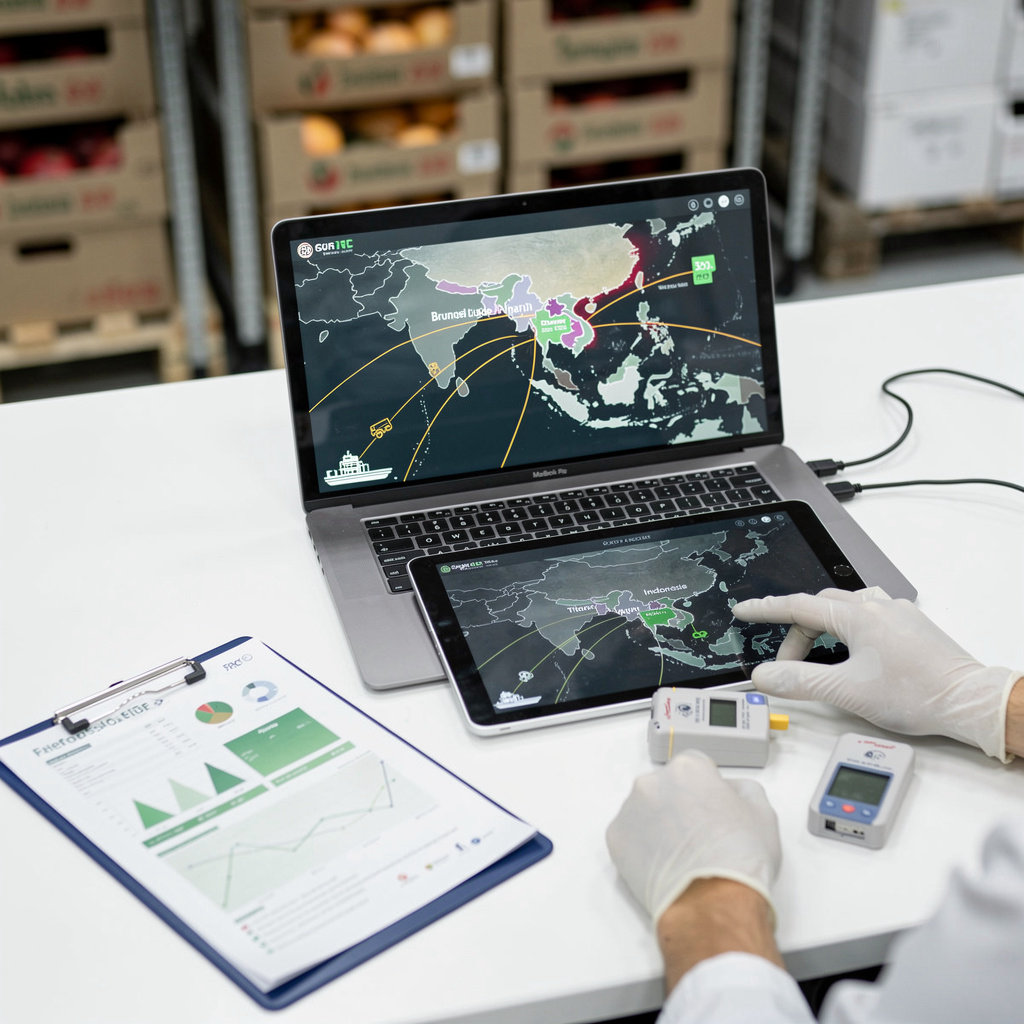 Angie Fruits regional sourcing map Southeast Asia Middle East logistics network